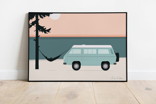 VW T3 Camper Art Print Instant Download