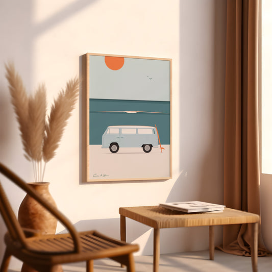 VW T2 Camper Art Print Digital Download