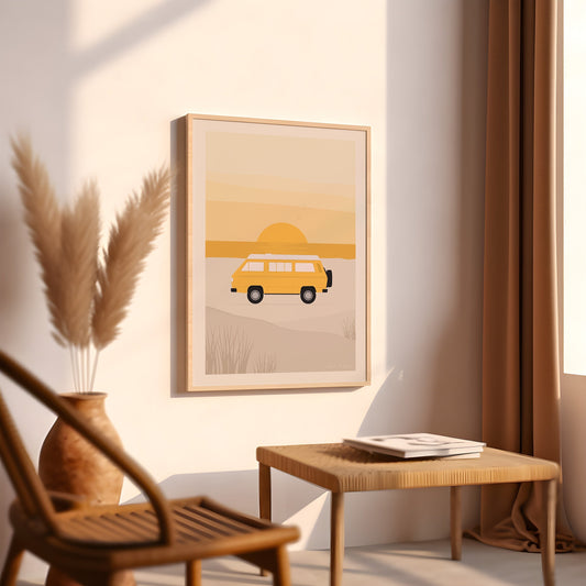 VW T3 Camper Van Art Print Digital Download