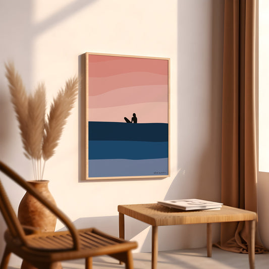 Surf Girl Art Print Digital Download